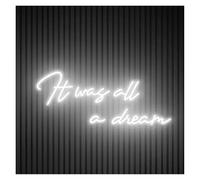 PTHEN Décor Mural Lumière Panneau Néon It Was All A Dream À Intensité Variable Alimenté Par USB Pour Chambre D'enfant Adolescent Bar Club De Bière Décoration Murale 40cmx22cm(Blanc)