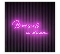 PTHEN Décor Mural Lumière Panneau Néon It Was All A Dream À Intensité Variable Alimenté Par USB Pour Chambre D'enfant Adolescent Bar Club De Bière Décoration Murale 40cmx22cm(Rose)