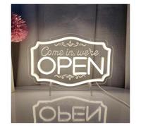 PTHEN Décor Mural Lumière Panneau Néon Ouvert, USB, Décoration Murale Pour Vitrine, Porte En Verre, Fleuriste, Bar, Salon, Studio 30x20cm