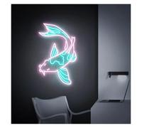 PTHEN Décor Mural Lumière Panneau Néon Poisson Alimenté Par USB Luminosité Réglable Lumières Néon Animaux Pour Décoration Murale De Chambre 28cmx36cm(UNE)