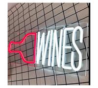 PTHEN Décor Mural Lumière Panneau Néon Pour Vins, Design Créatif, Logo, Bouteille, Lettre, Décoration De Salle De Maquillage Pour Fête, Café, Maison 40x16cm(Rose)