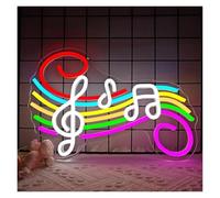 PTHEN Décor Mural Lumière Panneaux Au Néon En Forme Note Musique Alimentés Par USB, Luminosité Réglable Éclairage Studio Musique Adaptés À La Décoration Murale Magasin 27cmx42cm(UNE)
