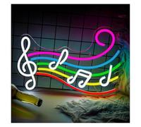 PTHEN Décor Mural Lumière Panneaux Au Néon En Forme Note Musique Alimentés Par USB, Luminosité Réglable Éclairage Studio Musique Adaptés À La Décoration Murale Magasin 27cmx42cm(B)