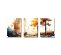 PTHEN Impression sur Toile Peinture Affiche De Paysage De Forêt Aquarelle d'automne Imprimés d'art Muraux Imprimables Peinture sur Toile De Forêt d'automne Décoration De Salon(Ré,50x70cm)