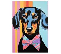PTHEN Impression sur Toile Peinture Affiche Murale Humoristique Représentant Un Portrait d'animal, Un Chien, Un Canard, Un Alpaga Ou Une Autruche, en Costume, Peinture sur Toile(M,30x40cm)