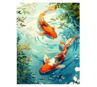 PTHEN Impression sur Toile Peinture Affiches Classiques De Poissons Koï Dorés, Peintures sur Toile, Images Murales, Décoration De Salon(C,50x70cm)