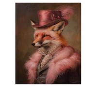 PTHEN Impression sur Toile Peinture Affiches De Portrait d'animaux Vintage Habillés en Tenue Noble, Impression sur Toile, Tableau d'art Mural pour Décoration De Salon Et De Maison(P,50x70cm)