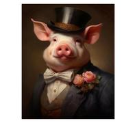 PTHEN Impression sur Toile Peinture Affiches De Portrait d'animaux Vintage Habillés en Tenue Noble, Impression sur Toile, Tableau d'art Mural pour Décoration De Salon Et De Maison(Ré,40x60cm)