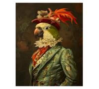 PTHEN Impression sur Toile Peinture Affiches De Portrait d'animaux Vintage Habillés en Tenue Noble, Impression sur Toile, Tableau d'art Mural pour Décoration De Salon Et De Maison(Q,30x42cm)