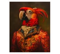 PTHEN Impression sur Toile Peinture Affiches De Portrait d'animaux Vintage Habillés en Tenue Noble, Impression sur Toile, Tableau d'art Mural pour Décoration De Salon Et De Maison(B,50x70cm)