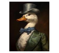 PTHEN Impression sur Toile Peinture Affiches De Portrait d'animaux Vintage Habillés en Tenue Noble, Impression sur Toile, Tableau d'art Mural pour Décoration De Salon Et De Maison(R,20X30cm)