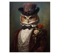 PTHEN Impression sur Toile Peinture Affiches De Portrait d'animaux Vintage Habillés en Tenue Noble, Impression sur Toile, Tableau d'art Mural pour Décoration De Salon Et De Maison(U,30x42cm)