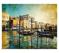 PTHEN Impression sur Toile Peinture Affiches Rétro Européennes Américaines Nostalgiques De Bâtiments De Ville, Fleurs, Bateaux, Vélos, Paysage, Peinture sur Toile, Décoration De Maison(J1,30x45cm)