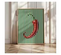 PTHEN Impression sur Toile Peinture Décoration Murale avec Boule Disco Et Piment, Motif À Rayures Vertes, Illustration De Cuisine Moderne Et Rétro(40x60cm)