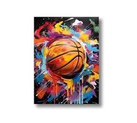 PTHEN Impression sur Toile Peinture Imprimés d'art Muraux avec Graffiti De Basket-Ball Peinture Décorative Décor De Chambre De Garçon Affiches en Toile pour Salle De Basket-Ball(C,45x60cm)
