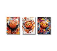 PTHEN Impression sur Toile Peinture Imprimés d'art Muraux avec Graffiti De Basket-Ball Peinture Décorative Décor De Chambre De Garçon Affiches en Toile pour Salle De Basket-Ball(Ré,45x60cm)