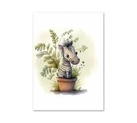 PTHEN Impression sur Toile Peinture Peinture sur Toile Représentant Un Éléphant, Un Lion, Un Léopard, Un Zèbre, Un Singe,Un Lapin, Une Affiche De Dessin Animé pour Chambre d'enfant(B,40X50cm)