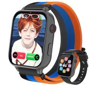 PTHTECHUS 4G Montre Connectée Enfant, Smartwatch avec GPS/Téléphone/Appels Vidéo/Chat Vocal/SOS/Mode École/Appareil Photo/Podomètre, Montre Intelligente pour Enfant pour Garçons et Filles (Noir-5S)