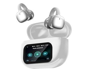 PTHTECHUS Écouteurs Bluetooth sans Fil Sport Écouteurs Clip Oreille, avec ENC Réduction Antibruit Mic, Ecouteur Traducteur Instantané, Tactile Multifonction, Casque pour Android iOS,Sil