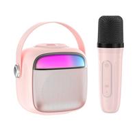 PTHTECHUS Machine de karaoké pour Enfants - Microphone Portable - Haut-Parleur Bluetooth - Machine de karaoké à recharger - Jouet électronique - Rose