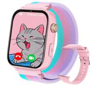 PTHTECHUS Montre Connectée Enfant GPS 4G, Smartwatch Téléphone pour Filles Garçons avec Appel SOS Podomètre Vidéo Mode Classe, Montre Cadeau pour Enfants 5-12 Ans (Rose)