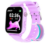 PTHTECHUS Montre Connectée Enfant GPS 4G, Smartwatch Téléphone pour Filles Garçons avec Appel SOS Podomètre Vidéo Mode Classe, Montre Cadeau pour Enfants 5-12 Ans (Violet)