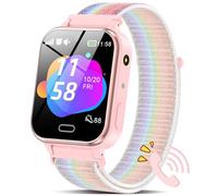 PTHTECHUS Montre Connectée pour Enfant Contes de Fées, Montre Intelligente pour Filles et Garçons, Jeux de Puzzle SOS Lampe de Poche Réveil, Cadeau d'anniversaire pour Enfants (Rose)
