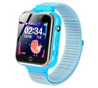 PTHTECHUS Montre Intelligente Enfant, Écran Tactile Smartwatch Téléphone Pédomètre Mode Scolaire Lampe de Poche Calculatrice SOS Réveil, Garçons Filles Étudiant Cadeau d'anniversaire, Bleu