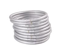 PTILSERY Bracelet en silicone avec tube en plastique et feuille d'or - Convient pour un anniversaire, la fête des mères, une mariée, une fête de mariage - Bracelet en silicone argenté