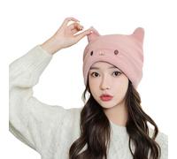 PTILSERY Joli bonnet tricoté en laine avec oreilles de chat pour femme et fille - Bonnet de Noël doux