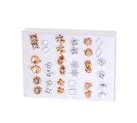 PTILSERY Lot de 18 paires de boucles d'oreilles à tige élégantes en forme de cœur et de fleur pour les amateurs de mode Doré et argenté