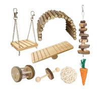 PTILSERY Lot de 8 jouets à mâcher pour animaux de compagnie en forme de cage à oiseaux en rotin pour petits animaux