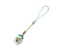 PTILSERY Porte-clés avec pendentif chat porte-bonheur de style japonais traditionnel avec clochettes et cordon de téléphone pour une bonne scène