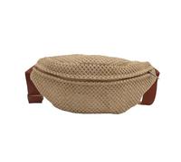 PTILSERY Sac de poitrine tendance en paille avec sangle réglable tissée pour femme et homme