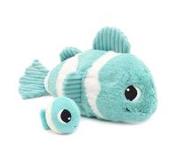 PTIPOTOS by Les DEGLINGOS - BIGOU Le Poisson Clown Maman/Bebe - Peluche Ultra Douce - Cadeau Naissance Anniversaire Noel - 38CM - Corail, Bleu Aqua