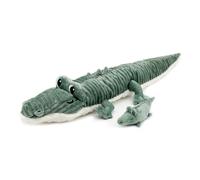 PTIPOTOS by Les DEGLINGOS - CROKETOU Le Crocodile Maman/Bebe - Peluche Ultra Douce - Cadeau Naissance Anniversaire Noel - 57CM - Vert