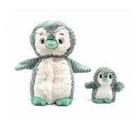 PTIPOTOS by Les DEGLINGOS - GLISSOU Le Pingouin Maman & Bebe - Peluche Ultra Douce 2 en 1 - Cadeau Naissance Anniversaire Noel - 24CM - Menthe & Blanche
