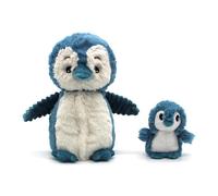 PTIPOTOS by Les DEGLINGOS - GLISSOU Le Pingouin Maman & Bebe - Peluche Ultra Douce 2 en 1 - Cadeau Naissance Anniversaire Noel - 24CM - Bleue ET Blanche
