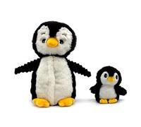 PTIPOTOS by Les DEGLINGOS - GLISSOU Le Pingouin Maman & Bebe - Peluche Ultra Douce 2 en 1 - Cadeau Naissance Anniversaire Noel - 24CM - Noir & Blanche