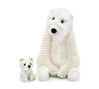 PTIPOTOS by Les DEGLINGOS - GROBIDOU l'ours Polaire Maman/Bebe - Peluche Ultra Douce - Cadeau Naissance Anniversaire Noel - 31CM - Blanc
