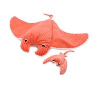 PTIPOTOS by Les DEGLINGOS - MENTALOU LA Raie Manta Maman/Bebe - Peluche Ultra Douce - Cadeau Naissance Anniversaire Noel - 72CM -Corail