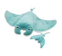 PTIPOTOS by Les DEGLINGOS - MENTALOU LA Raie Manta Maman/Bebe - Peluche Ultra Douce - Cadeau Naissance Anniversaire Noel - 72CM - Bleu Aqua