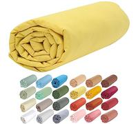 P'tit Basile - Drap Housse 60x120 cm bébé Enfant 100% Coton Bio - Jaune Or - Drap Housse pour Matelas 60x120 cm lit bébé barreaux Parapluie - Bonnets épaisseur de 15 cm - Coton 57 Fils