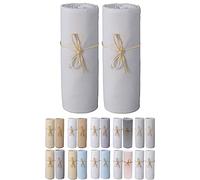 P'tit Basile Drap Housse 60x120 cm - Lot de 2 draps en Jersey peigné 100% Coton Bio - Gris Perle - pour Matelas bébé Enfant Dimensions 60x120 cm - Extensible sans Repassage - Grands Bonnets