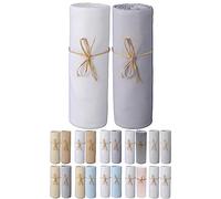 P'tit Basile Drap Housse 70x140 cm - Lot de 2 draps en Jersey peigné 100% Coton Bio - Blanc et Gris - pour Matelas bébé Enfant Dimensions 60x120 ou 70x140 cm - Extensible sans Repassage