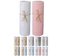 P'tit Basile Drap Housse 70x140 cm - Lot de 2 draps en Jersey peigné 100% Coton Bio - Blanc et Rose - pour Matelas bébé Enfant Dimensions 60x120 ou 70x140 cm - Extensible sans Repassage