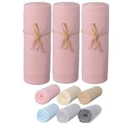 P'tit Basile Drap Housse 70x140 cm - Lot de 3 draps en Jersey peigné 100% Coton Bio - Rose - pour Matelas bébé Enfant Dimensions 60x120 ou 70x140 cm - Extensible sans Repassage