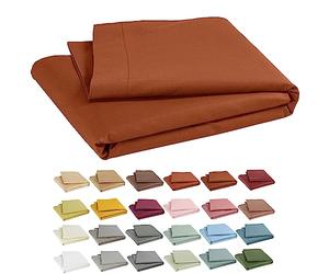 P'tit Basile - Drap Plat bébé 120x180 cm - Drap Simple lit Enfant 60x120 ou 70x140 cm - 100% Coton Bio 57 Fils - Rouge Rouille - Drap de Dessus idéal l'été Car léger Frais et Pas trop Chaud