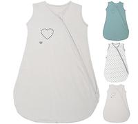 P'tit Basile Gigoteuse été 6-24 Mois - 100% Coton Jersey Bio - Gris Perle - Douillette légère Emmaillotage 0.5 Tog - Turbulette Taille Enfant 60-95 cm - Bébé Fille Garçon Forme Cache cœur
