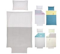 P'tit Basile - Housse de Couette 100x135 cm ou 100x140 cm + Taie 40x60 cm - 100% Coton Bio 57 Fils - Parure de Couette bébé Mini Stars - Coloris Blanc et Gris - lit 60x120 ou 70x140 cm
